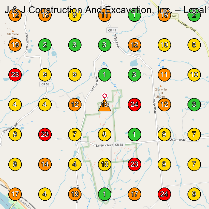 J & J Construction And Excavation, Inc. Excavating Contractor GeoGrid ranking map for None